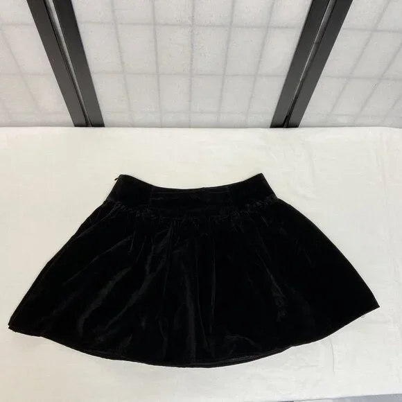 Velveteen Wide Waistband Poufy Gathered Mini Skirt Attached Shorts Skating Cheer - Picture 9 of 13